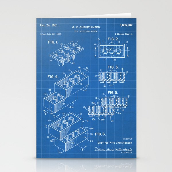 Legos Patent - Legos Brick Art - Blueprint Stationery Card Gallery Image 2