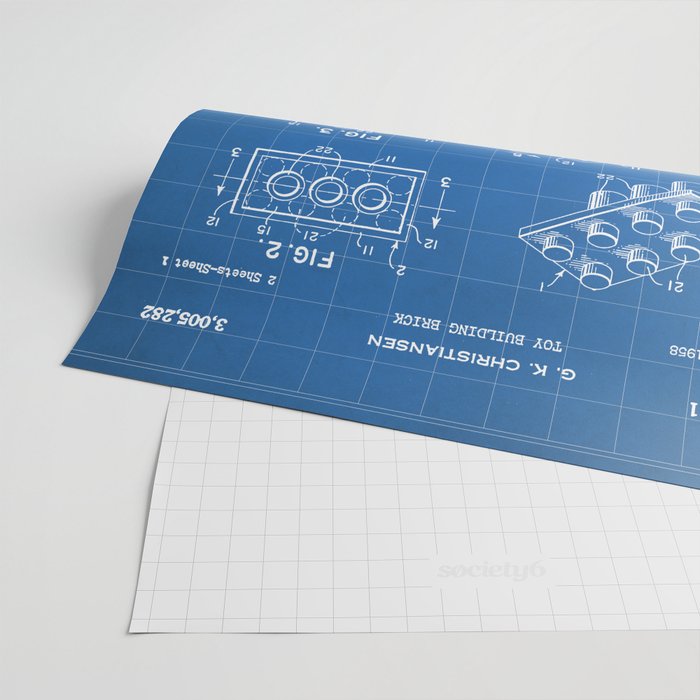 Legos Patent - Legos Brick Art - Blueprint Wrapping Paper Gallery Image 2