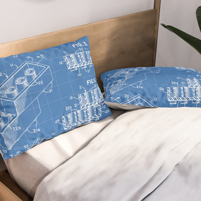 Legos Patent - Legos Brick Art - Blueprint Pillow Sham Gallery Image 2