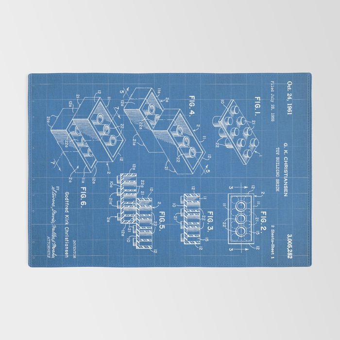 Legos Patent - Legos Brick Art - Blueprint Rug Gallery Image 2