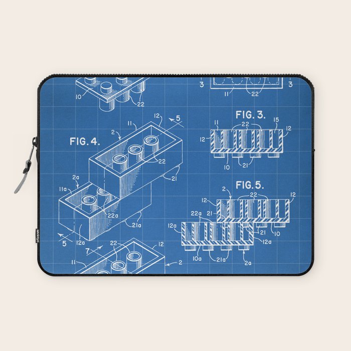 Legos Patent - Legos Brick Art - Blueprint Laptop Sleeve Gallery Image 1