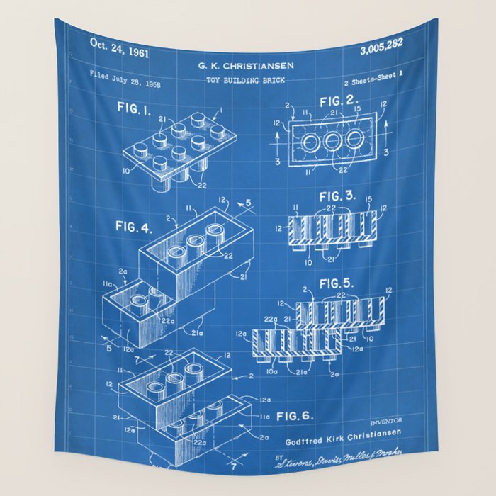Legos Patent - Legos Brick Art - Blueprint Wall Tapestry Gallery Image 4