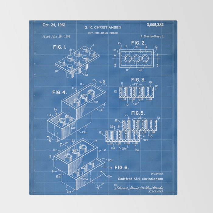 Legos Patent - Legos Brick Art - Blueprint Throw Blanket Gallery Image 2