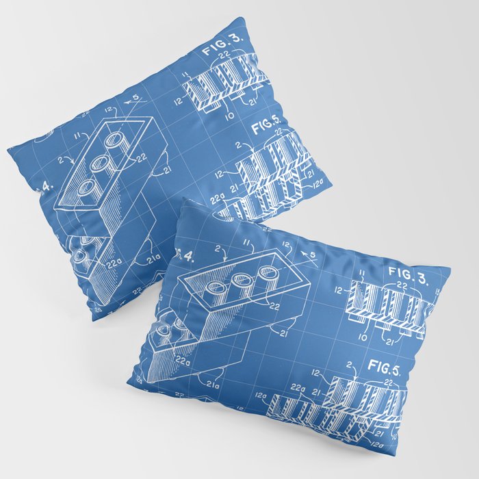 Legos Patent - Legos Brick Art - Blueprint Pillow Sham Gallery Image 1