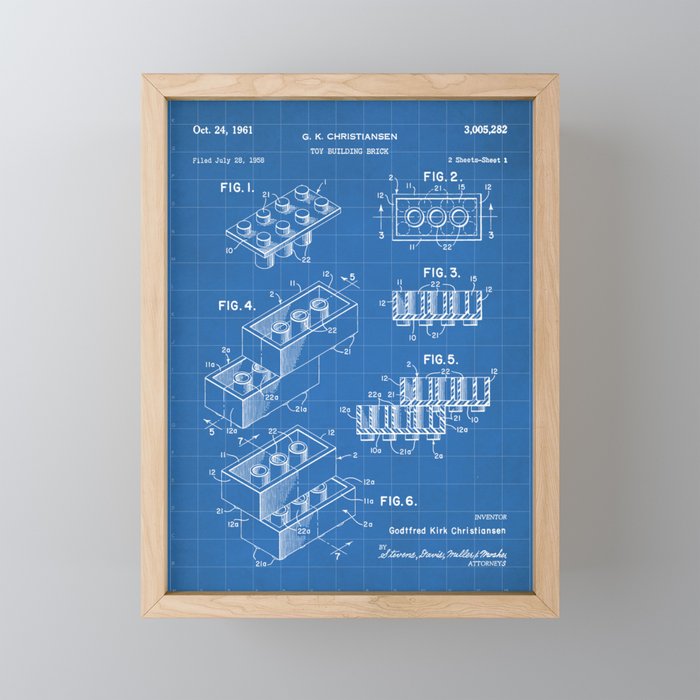 Legos Patent - Legos Brick Art - Blueprint Mini Art Print Gallery Image 1