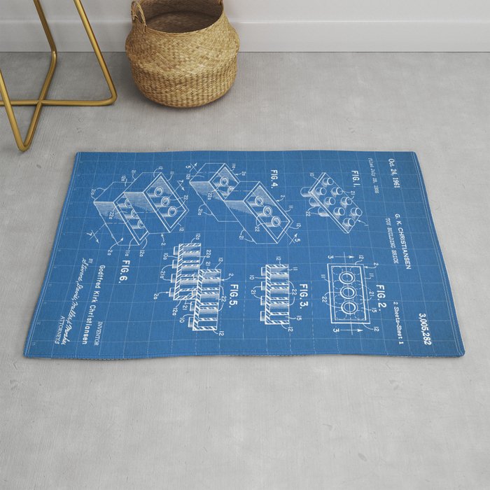 Legos Patent - Legos Brick Art - Blueprint Rug Gallery Image 1