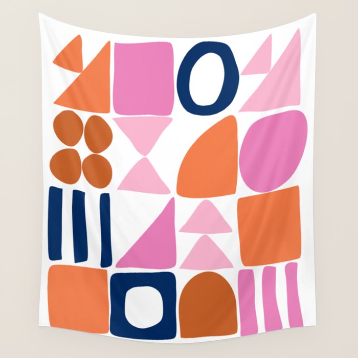 Sweet Whimsy Shapes Pattern  Wall Tapestry Gallery Image 1