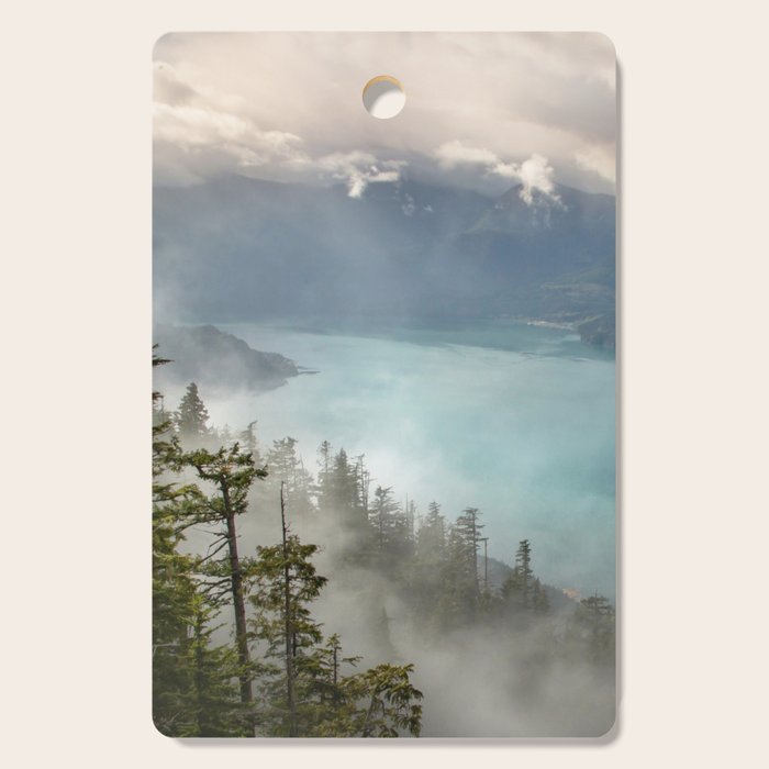 Morning sunshine over the clear mountain blue lake Cutting Board Gallery Image 1