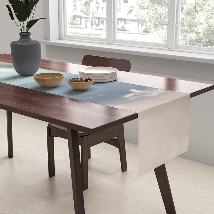Morning sunshine over the clear mountain blue lake Table Runner Gallery Image 2