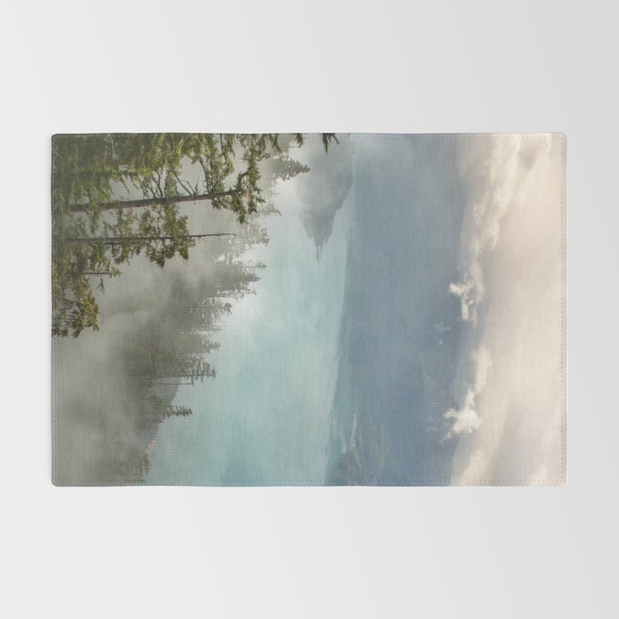 Morning sunshine over the clear mountain blue lake Rug Gallery Image 2