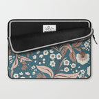 Mocha Mousse and Teal Winter Floral Pattern Elegant Vintage Botanical Design  Laptop Sleeve Gallery Image 2