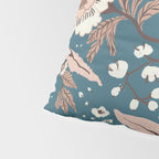 Mocha Mousse and Teal Winter Floral Pattern Elegant Vintage Botanical Design  Pillow Sham Gallery Image 4