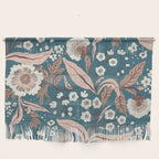 Mocha Mousse and Teal Winter Floral Pattern Elegant Vintage Botanical Design  Wall Hanging Gallery Image 1