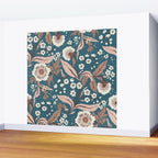 Mocha Mousse and Teal Winter Floral Pattern Elegant Vintage Botanical Design  Wall Mural Gallery Image 2