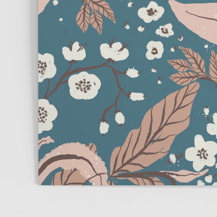 Mocha Mousse and Teal Winter Floral Pattern Elegant Vintage Botanical Design  Poster Gallery Image 3