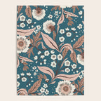 Mocha Mousse and Teal Winter Floral Pattern Elegant Vintage Botanical Design  Poster Gallery Image 4