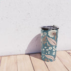 Mocha Mousse and Teal Winter Floral Pattern Elegant Vintage Botanical Design  Travel Mug Gallery Image 4