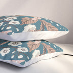Mocha Mousse and Teal Winter Floral Pattern Elegant Vintage Botanical Design  Pillow Sham Gallery Image 3