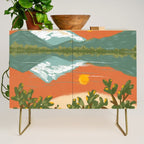 Tranquil Sunset Lake Painting Credenza Gallery Image 1