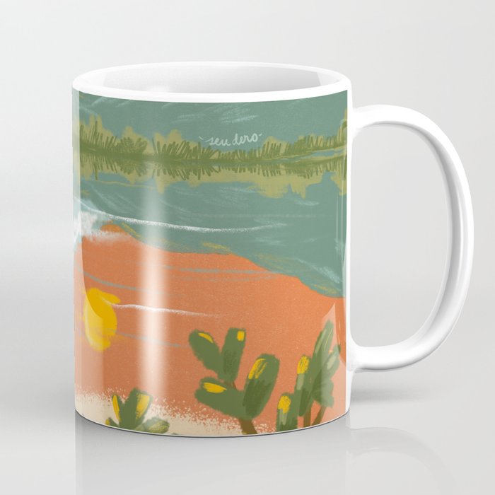 Tranquil Sunset Lake Painting Coffee Mug Gallery Image 1