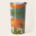 Tranquil Sunset Lake Painting Travel Mug Gallery Image 2