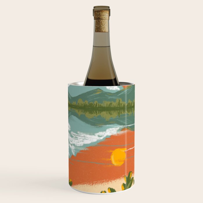 Tranquil Sunset Lake Painting Wine Chiller Gallery Image 1