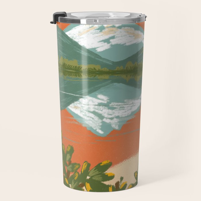 Tranquil Sunset Lake Painting Travel Mug Gallery Image 3