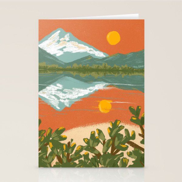 Tranquil Sunset Lake Painting Stationery Card Gallery Image 2