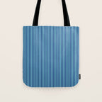 Ultra Fine Stripe Narrow Vertical Pinstripe Pattern in Double Blue Tote Bag Gallery Image 1