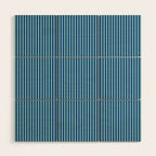 Ultra Fine Stripe Narrow Vertical Pinstripe Pattern in Double Blue Wood Wall Art Gallery Image 1