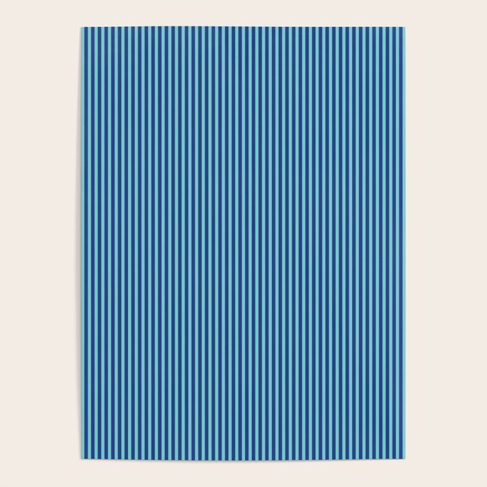 Ultra Fine Stripe Narrow Vertical Pinstripe Pattern in Double Blue Poster Gallery Image 4