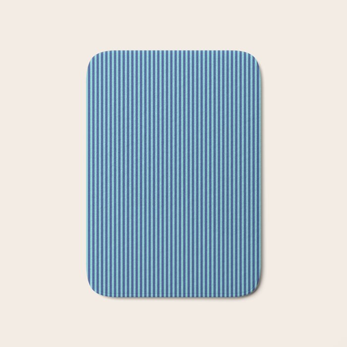 Ultra Fine Stripe Narrow Vertical Pinstripe Pattern in Double Blue Bath Mat Gallery Image 1