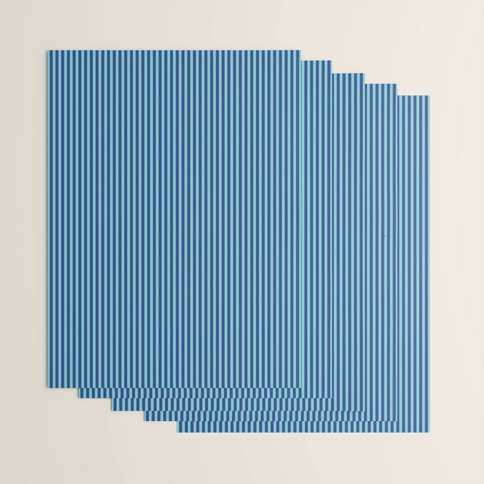 Ultra Fine Stripe Narrow Vertical Pinstripe Pattern in Double Blue Wrapping Paper Gallery Image 3