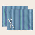 Ultra Fine Stripe Narrow Vertical Pinstripe Pattern in Double Blue Placemat Gallery Image 1