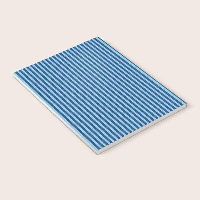 Ultra Fine Stripe Narrow Vertical Pinstripe Pattern in Double Blue Notebook Gallery Image 3