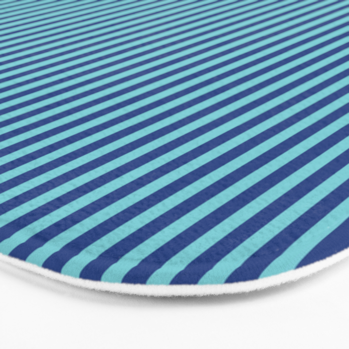 Ultra Fine Stripe Narrow Vertical Pinstripe Pattern in Double Blue Bath Mat Gallery Image 3
