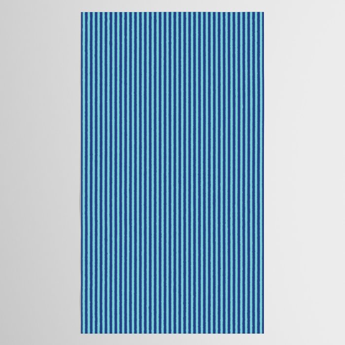 Ultra Fine Stripe Narrow Vertical Pinstripe Pattern in Double Blue Tablecloth Gallery Image 2