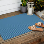 Ultra Fine Stripe Narrow Vertical Pinstripe Pattern in Double Blue Outdoor Rug Gallery Image 2