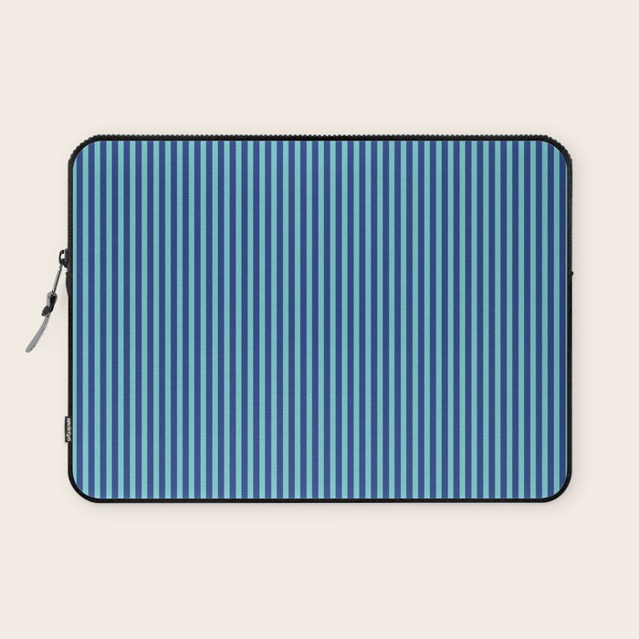 Ultra Fine Stripe Narrow Vertical Pinstripe Pattern in Double Blue Laptop Sleeve Gallery Image 1