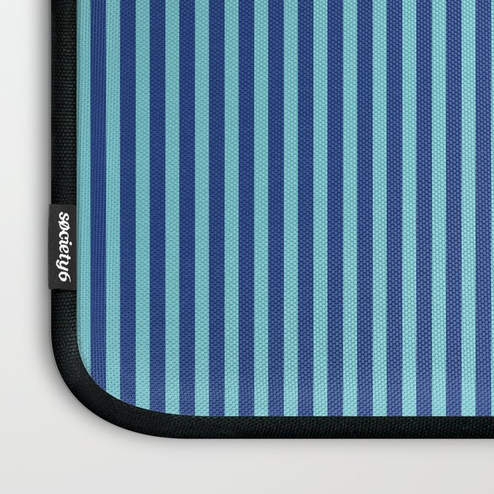 Ultra Fine Stripe Narrow Vertical Pinstripe Pattern in Double Blue Laptop Sleeve Gallery Image 3