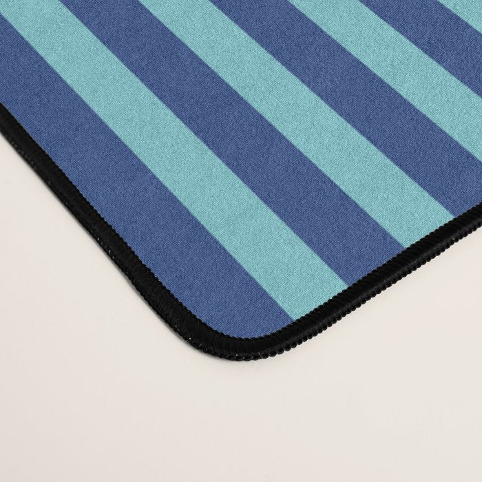 Ultra Fine Stripe Narrow Vertical Pinstripe Pattern in Double Blue Desk Mat Gallery Image 4