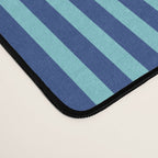 Ultra Fine Stripe Narrow Vertical Pinstripe Pattern in Double Blue Desk Mat Gallery Image 4