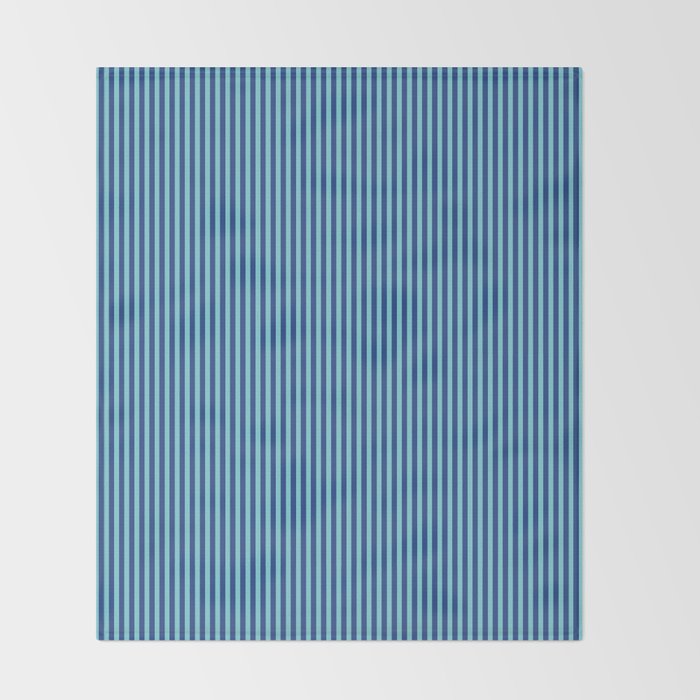Ultra Fine Stripe Narrow Vertical Pinstripe Pattern in Double Blue Throw Blanket Gallery Image 2
