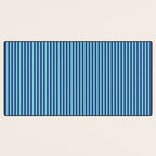 Ultra Fine Stripe Narrow Vertical Pinstripe Pattern in Double Blue Desk Mat Gallery Image 3