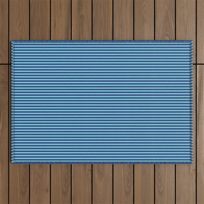 Ultra Fine Stripe Narrow Vertical Pinstripe Pattern in Double Blue Outdoor Rug Gallery Image 1