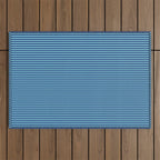 Ultra Fine Stripe Narrow Vertical Pinstripe Pattern in Double Blue Outdoor Rug Gallery Image 1