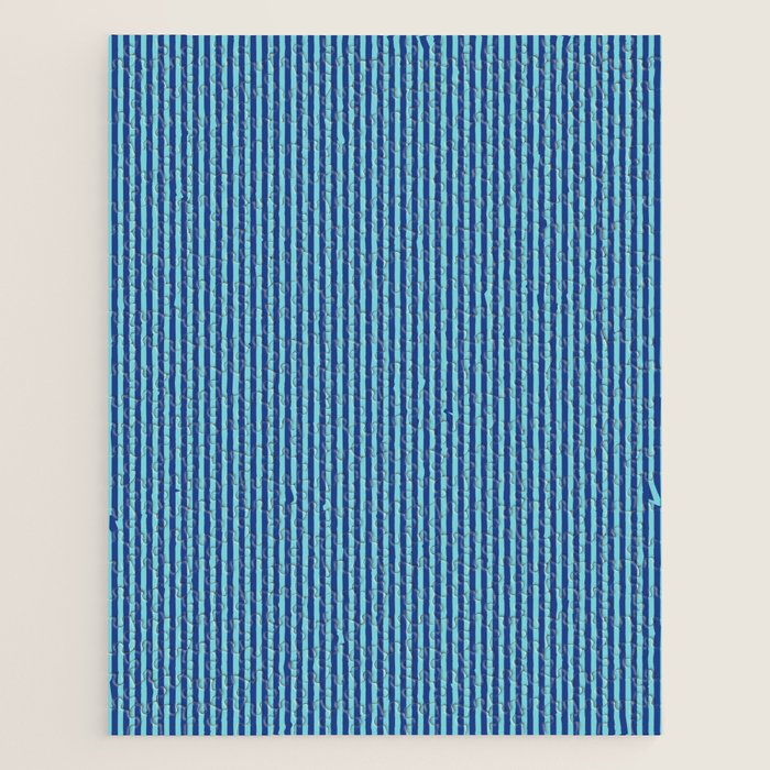 Ultra Fine Stripe Narrow Vertical Pinstripe Pattern in Double Blue Jigsaw Puzzle Gallery Image 1