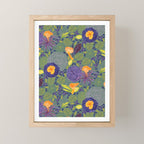 Forest Full of Wild Mushrooms in Sage & Plum Mini Art Print Gallery Image 1
