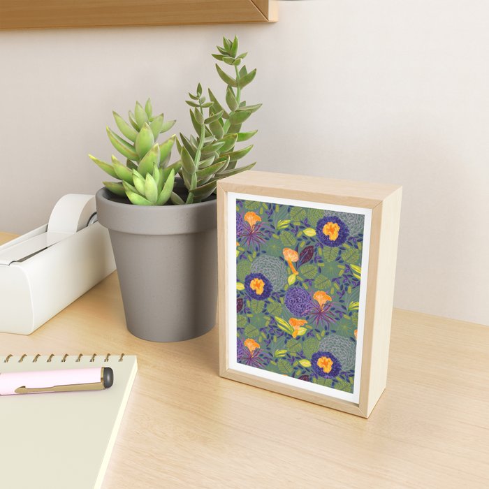 Forest Full of Wild Mushrooms in Sage & Plum Mini Art Print Gallery Image 2