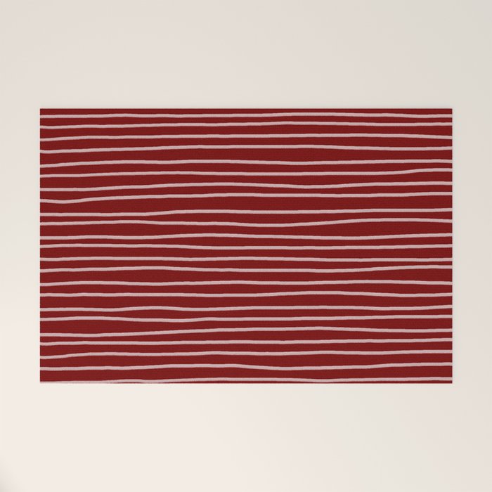 Crimson Pinstripes Welcome Mat Gallery Image 1